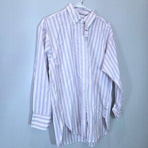 NWT J. Crew Relaxed Fit Lavender & White Blouse Size 2